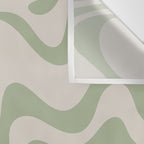Liquid Swirl Modern Abstract Pattern in Beige and Sage Green Wall Tapestry Gallery Image 3