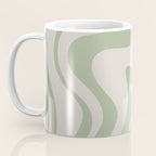 Liquid Swirl Modern Abstract Pattern in Beige and Sage Green Coffee Mug Gallery Image 3