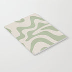 Liquid Swirl Modern Abstract Pattern in Beige and Sage Green Notebook Gallery Image 2