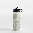 Liquid Swirl Modern Abstract Pattern in Beige and Sage Green Water Bottle Gallery Image 1