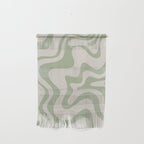 Liquid Swirl Modern Abstract Pattern in Beige and Sage Green Wall Hanging Gallery Image 1