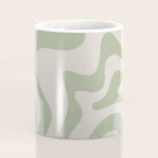 Liquid Swirl Modern Abstract Pattern in Beige and Sage Green Coffee Mug Gallery Image 4