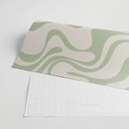 Liquid Swirl Modern Abstract Pattern in Beige and Sage Green Wrapping Paper Gallery Image 2