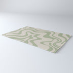 Liquid Swirl Modern Abstract Pattern in Beige and Sage Green Rug Gallery Image 3