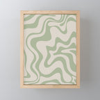 Liquid Swirl Modern Abstract Pattern in Beige and Sage Green Mini Art Print Gallery Image 1