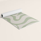 Liquid Swirl Modern Abstract Pattern in Beige and Sage Green Yoga Mat Gallery Image 2
