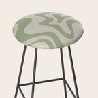 Liquid Swirl Modern Abstract Pattern in Beige and Sage Green Stool Gallery Image 2