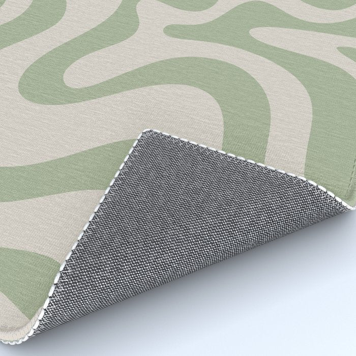 Liquid Swirl Modern Abstract Pattern in Beige and Sage Green Rug Gallery Image 4