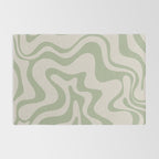 Liquid Swirl Modern Abstract Pattern in Beige and Sage Green Rug Gallery Image 2