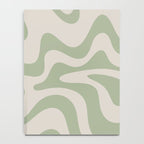 Liquid Swirl Modern Abstract Pattern in Beige and Sage Green Notebook Gallery Image 4