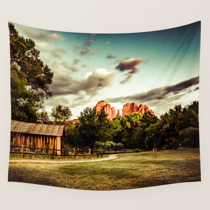 Southwest Chimney Rock Vortex Sedona Arizona Wall Tapestry Gallery Image 1