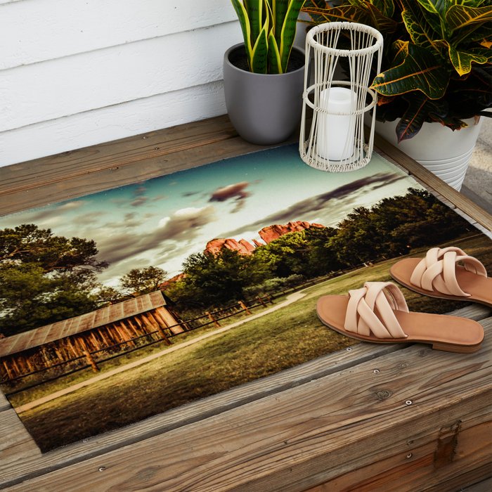 Southwest Chimney Rock Vortex Sedona Arizona Outdoor Rug Gallery Image 2