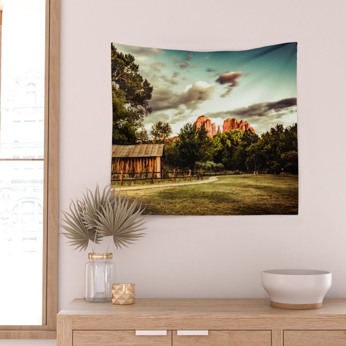 Southwest Chimney Rock Vortex Sedona Arizona Wall Tapestry Gallery Image 2