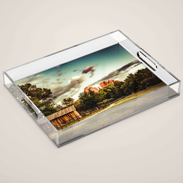 Southwest Chimney Rock Vortex Sedona Arizona Acrylic Tray Gallery Image 1