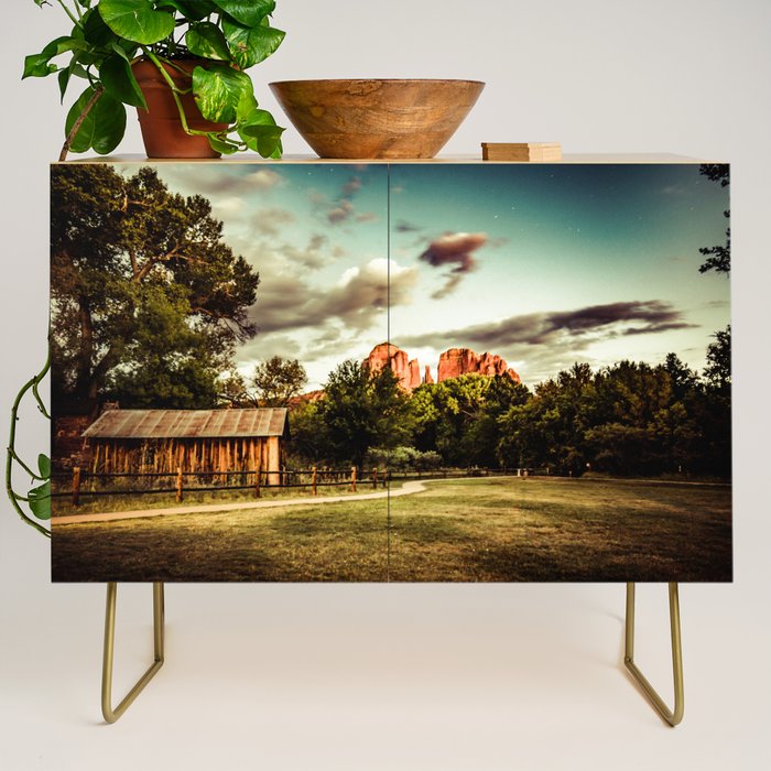 Southwest Chimney Rock Vortex Sedona Arizona Credenza Gallery Image 1