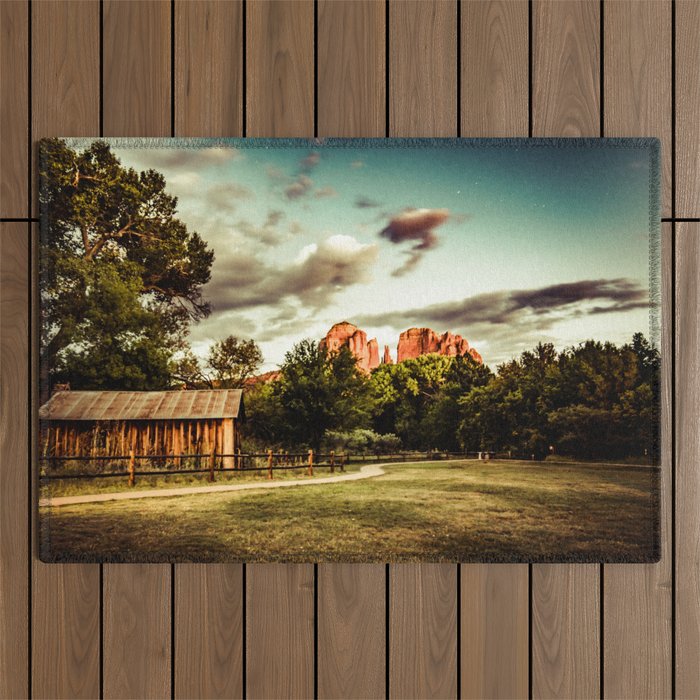 Southwest Chimney Rock Vortex Sedona Arizona Outdoor Rug Gallery Image 1