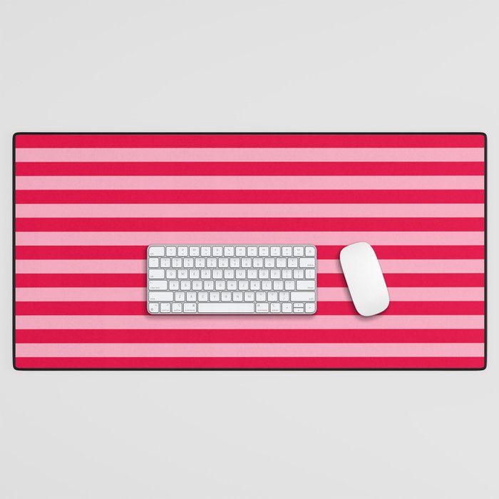 Retro, Beach, Colorful Stripes, Pink and Red Desk Mat Gallery Image 1