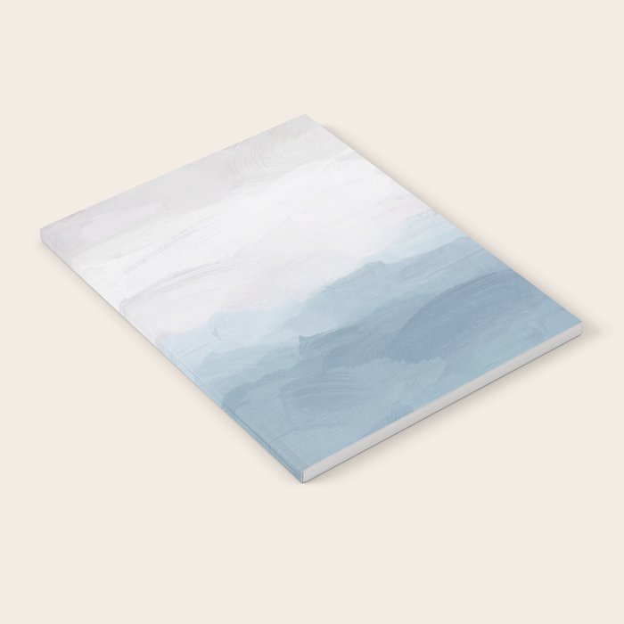 Misty Evening - White, Mauve, Navy Soft Blue Print Modern Wall Art Abstract Painting, Ocean Clouds Notebook Gallery Image 2