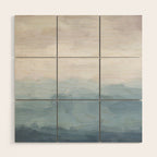 Misty Evening - White, Mauve, Navy Soft Blue Print Modern Wall Art Abstract Painting, Ocean Clouds Wood Wall Art Gallery Image 1