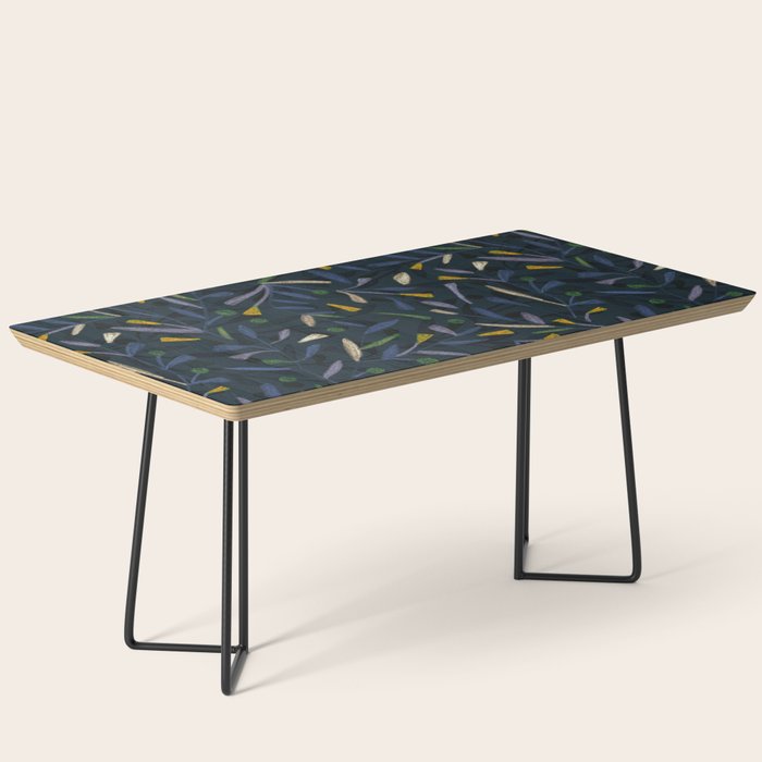 Midnight Floral Pattern 2 - Blue and Yellow Coffee Table Gallery Image 1