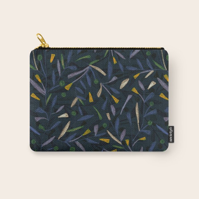 Midnight Floral Pattern 2 - Blue and Yellow Carry All Pouch Gallery Image 1
