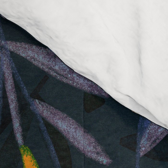 Midnight Floral Pattern 2 - Blue and Yellow Comforter Gallery Image 4