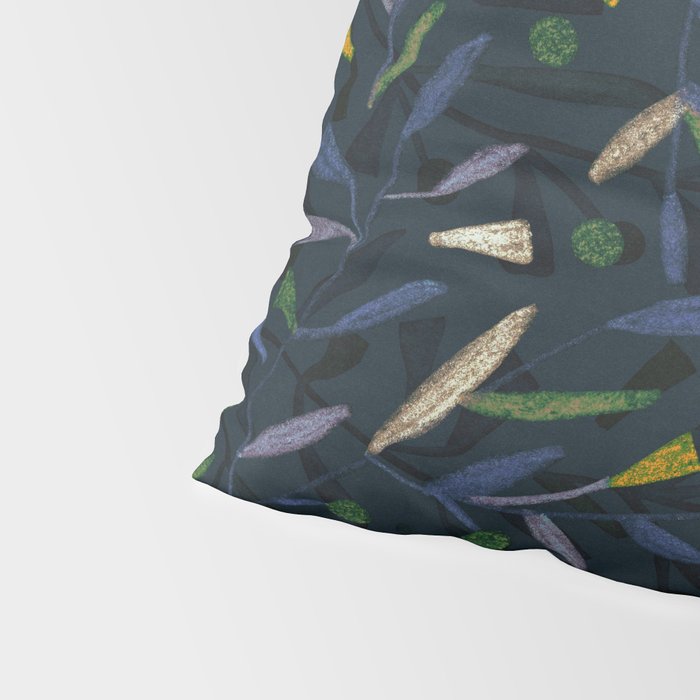 Midnight Floral Pattern 2 - Blue and Yellow Pillow Sham Gallery Image 4