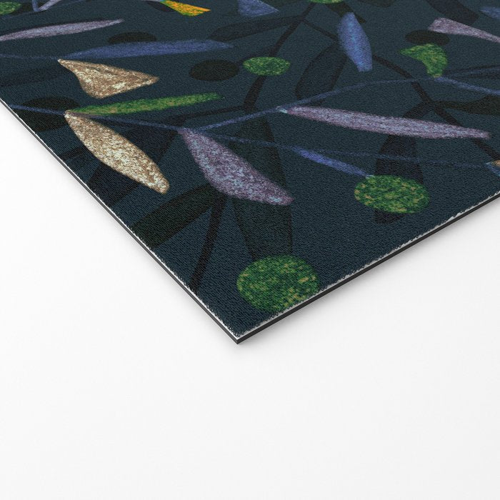 Midnight Floral Pattern 2 - Blue and Yellow Welcome Mat Gallery Image 2