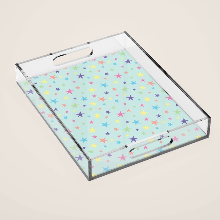 Rainbow Stars on Mint Acrylic Tray Gallery Image 1