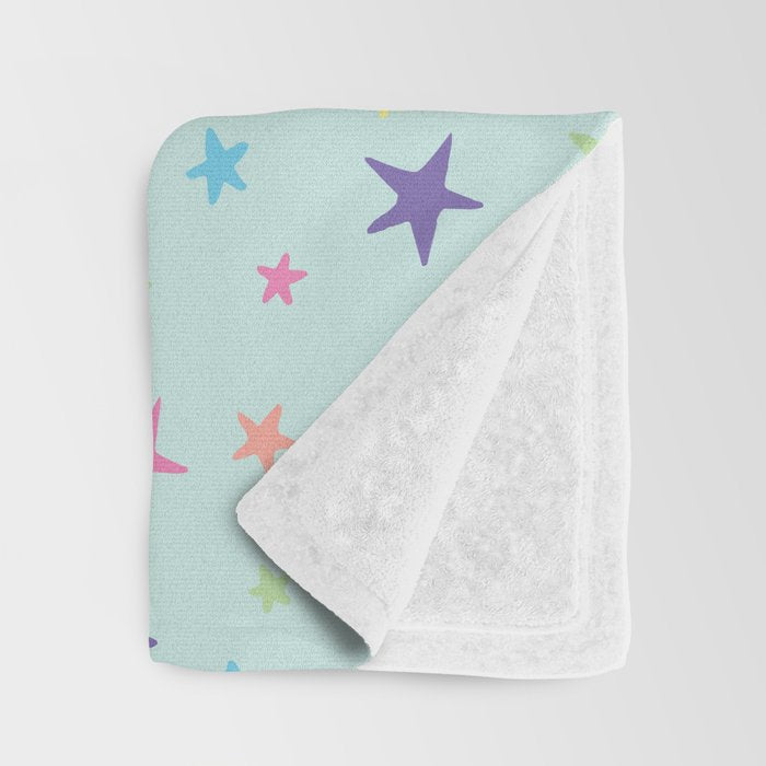 Rainbow Stars on Mint Throw Blanket Gallery Image 3
