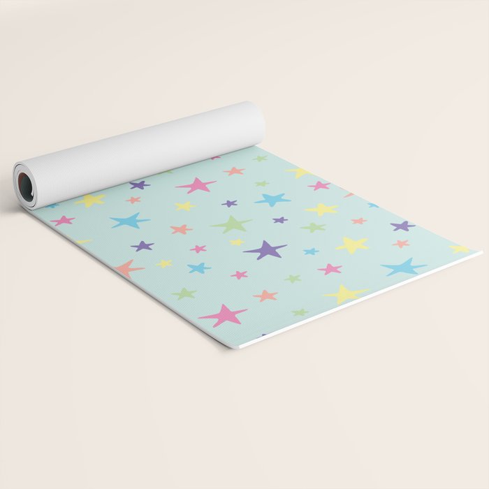 Rainbow Stars on Mint Yoga Mat Gallery Image 2