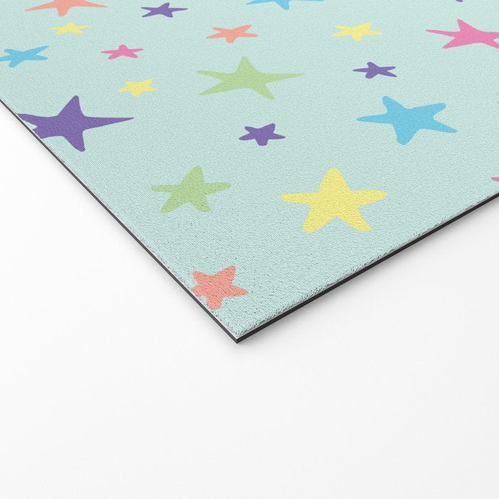 Rainbow Stars on Mint Welcome Mat Gallery Image 2