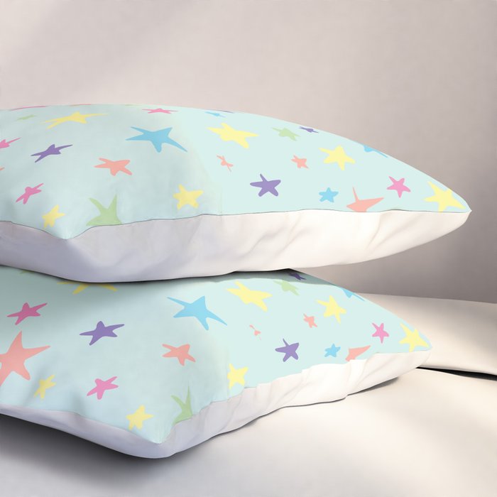 Rainbow Stars on Mint Pillow Sham Gallery Image 3