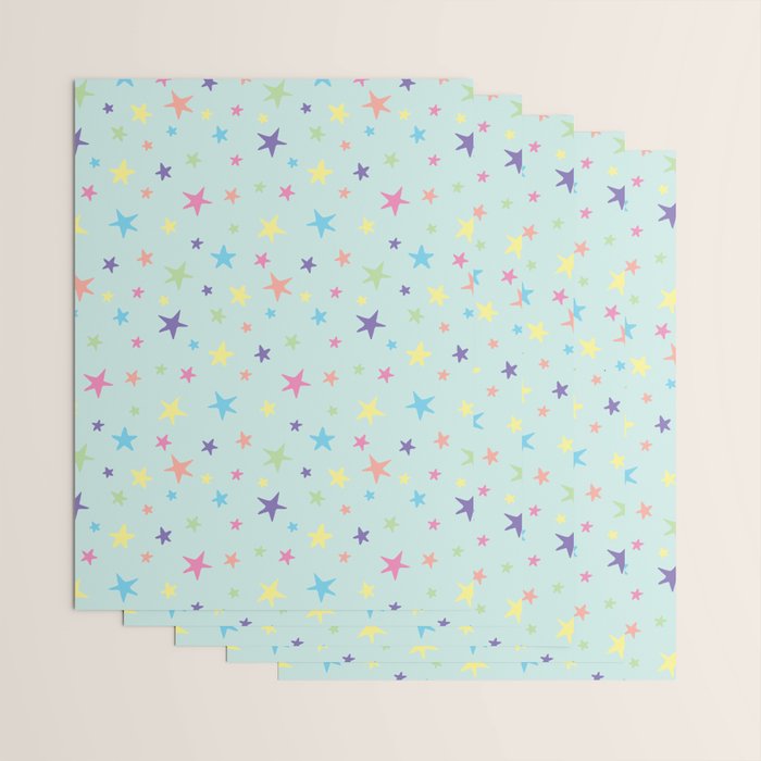 Rainbow Stars on Mint Wrapping Paper Gallery Image 3