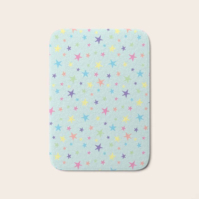 Rainbow Stars on Mint Bath Mat Gallery Image 1