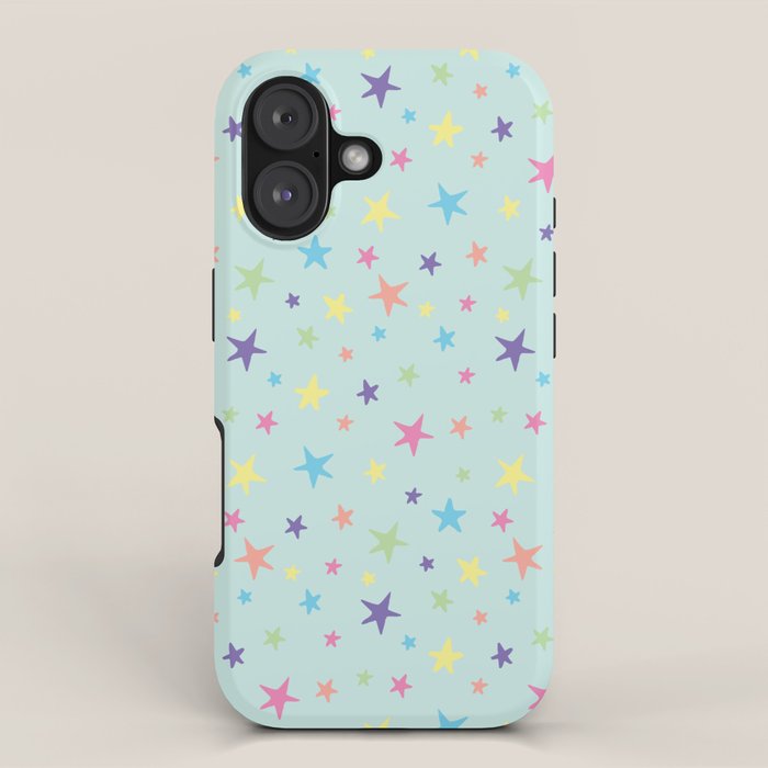 Rainbow Stars on Mint iPhone Case Gallery Image 1
