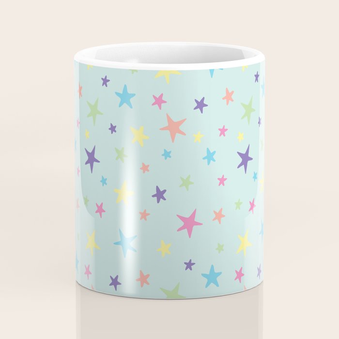 Rainbow Stars on Mint Coffee Mug Gallery Image 4