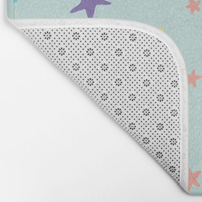 Rainbow Stars on Mint Bath Mat Gallery Image 2
