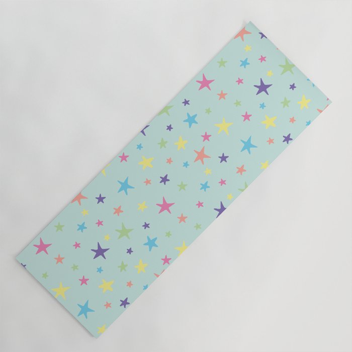 Rainbow Stars on Mint Yoga Mat Gallery Image 1