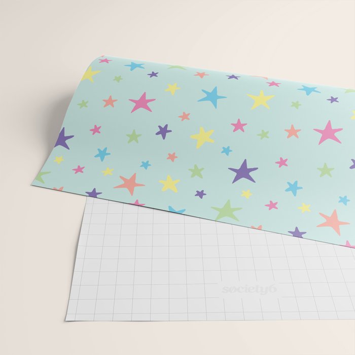 Rainbow Stars on Mint Wrapping Paper Gallery Image 2