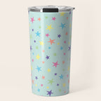 Rainbow Stars on Mint Travel Mug Gallery Image 1
