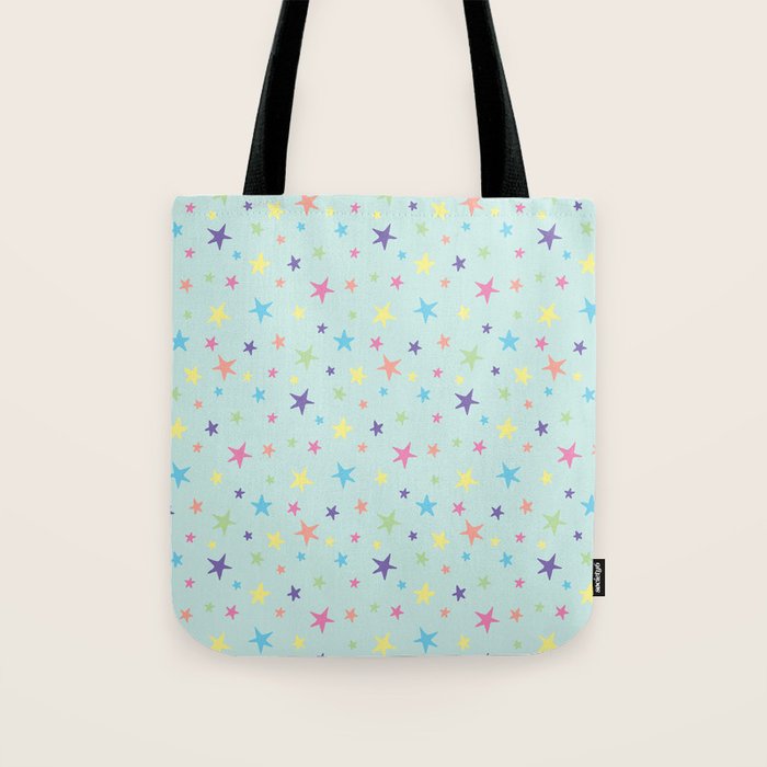 Rainbow Stars on Mint Tote Bag Gallery Image 1