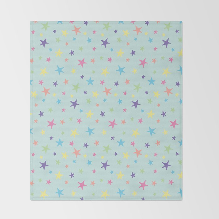 Rainbow Stars on Mint Throw Blanket Gallery Image 2