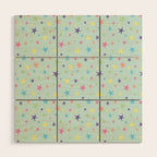Rainbow Stars on Mint Wood Wall Art Gallery Image 1