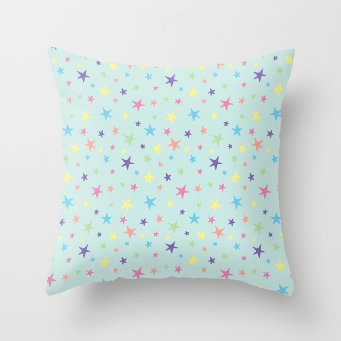 Rainbow Stars on Mint Throw Pillow Gallery Image 6