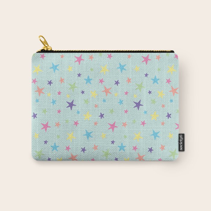 Rainbow Stars on Mint Carry All Pouch Gallery Image 1