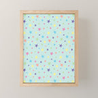 Rainbow Stars on Mint Mini Art Print Gallery Image 1
