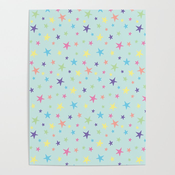 Rainbow Stars on Mint Poster Gallery Image 4