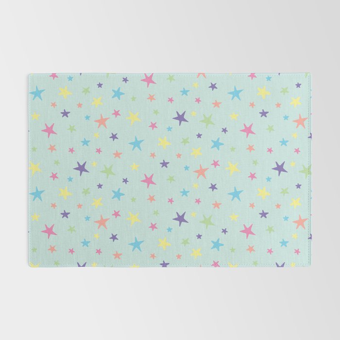 Rainbow Stars on Mint Rug Gallery Image 2