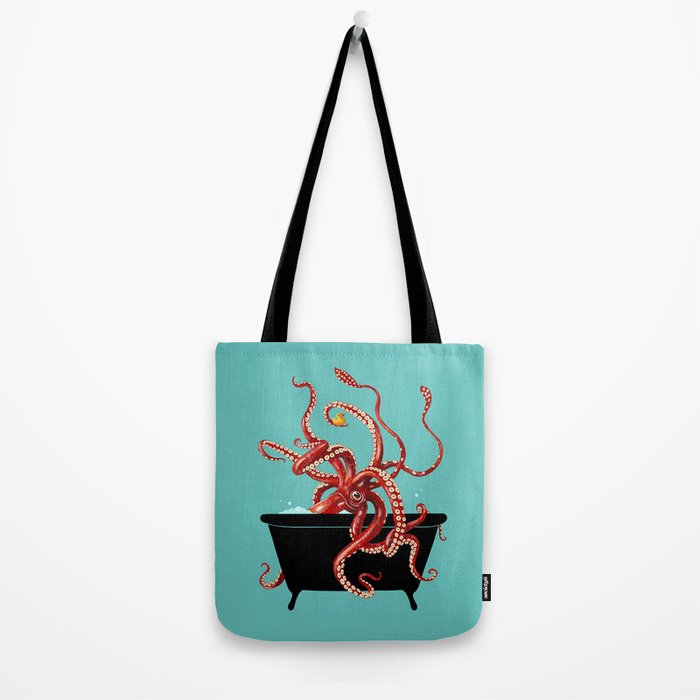 Giant Squid in Bathtub Tote Bag Gallery Image 2